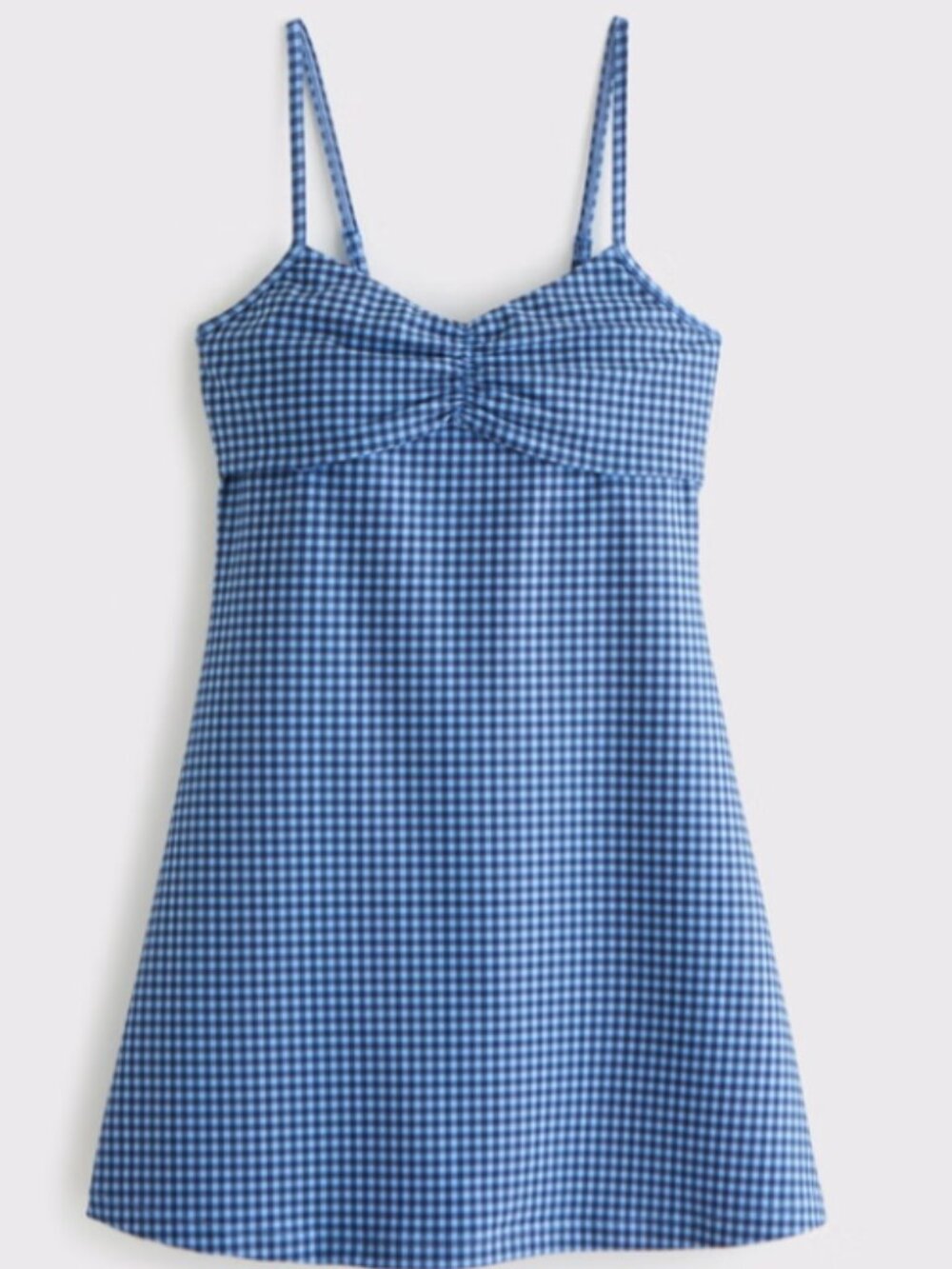 Abercrombie & Fitch YPB sculptLUX Mini Dress in Blue Gingham - Picture 2 of 8
